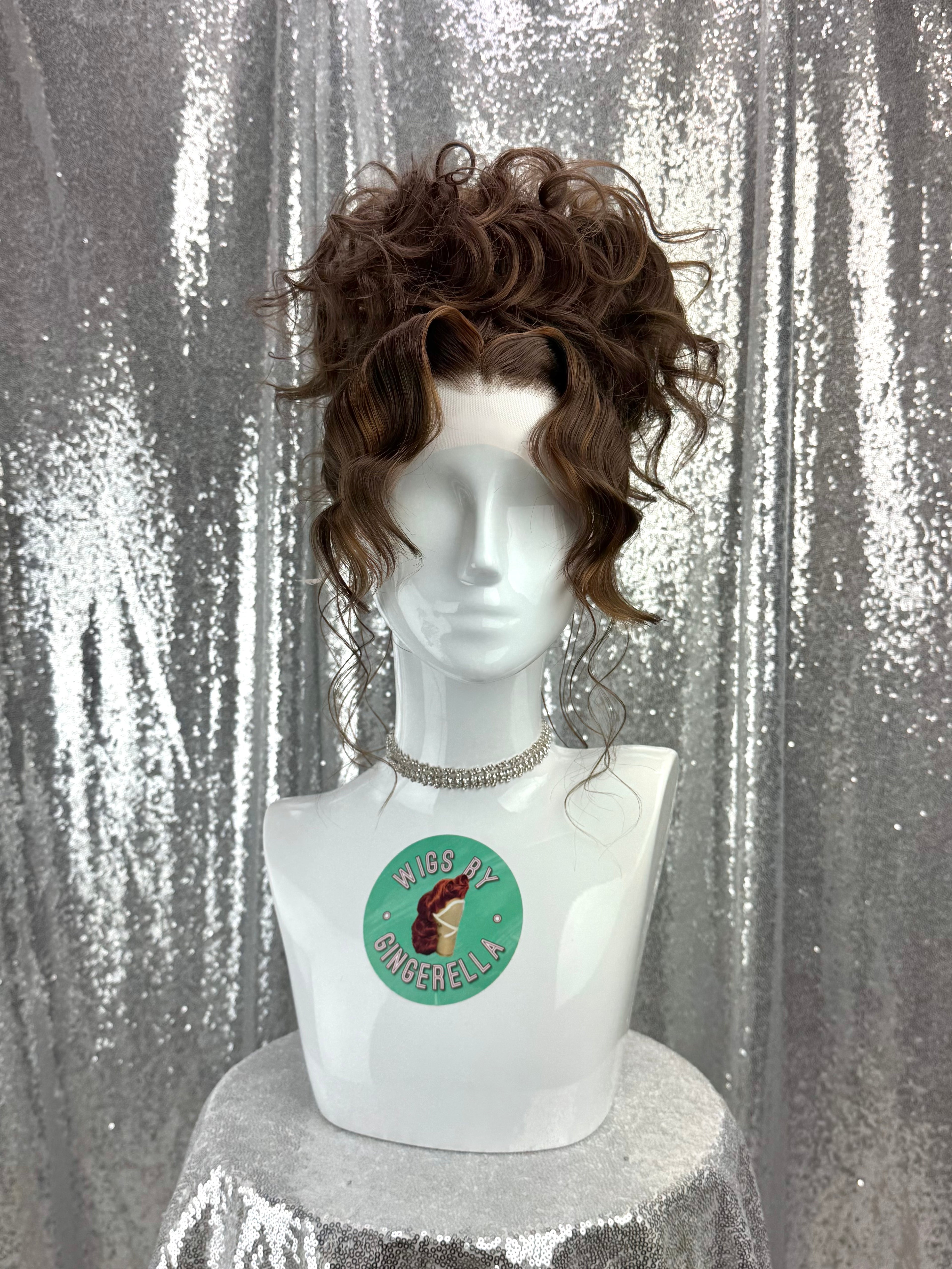 Custom Lace Front Wig in Style "Brat" - 90's Inspired Textured Centerpart Updo Hair