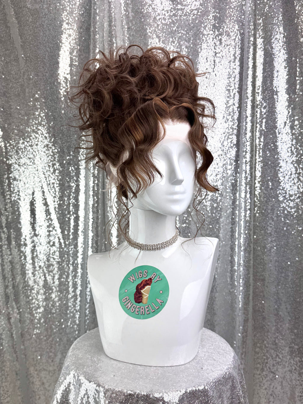 Custom Lace Front Wig in Style "Brat" - 90's Inspired Textured Centerpart Updo Hair
