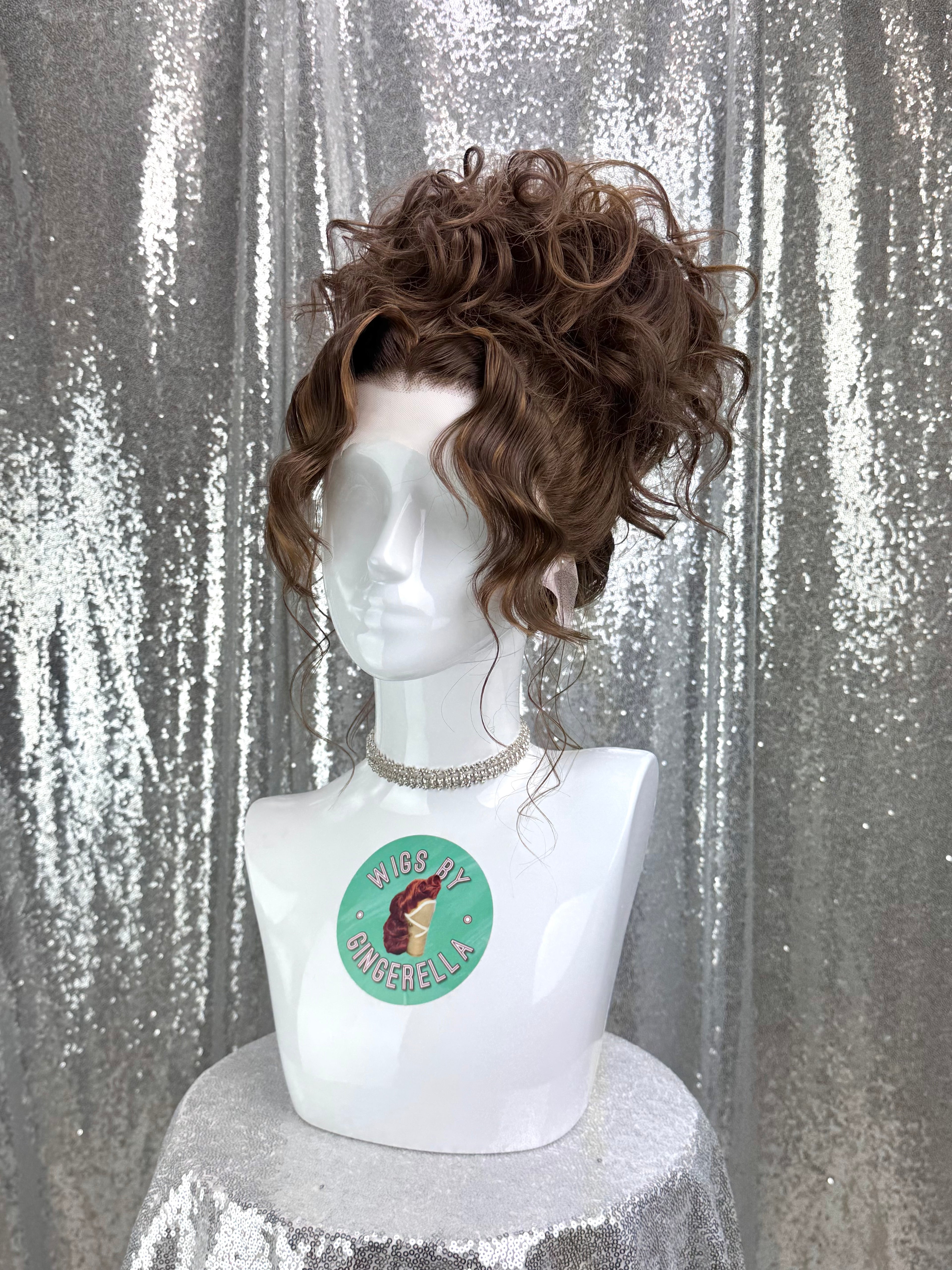 Custom Lace Front Wig in Style "Brat" - 90's Inspired Textured Centerpart Updo Hair