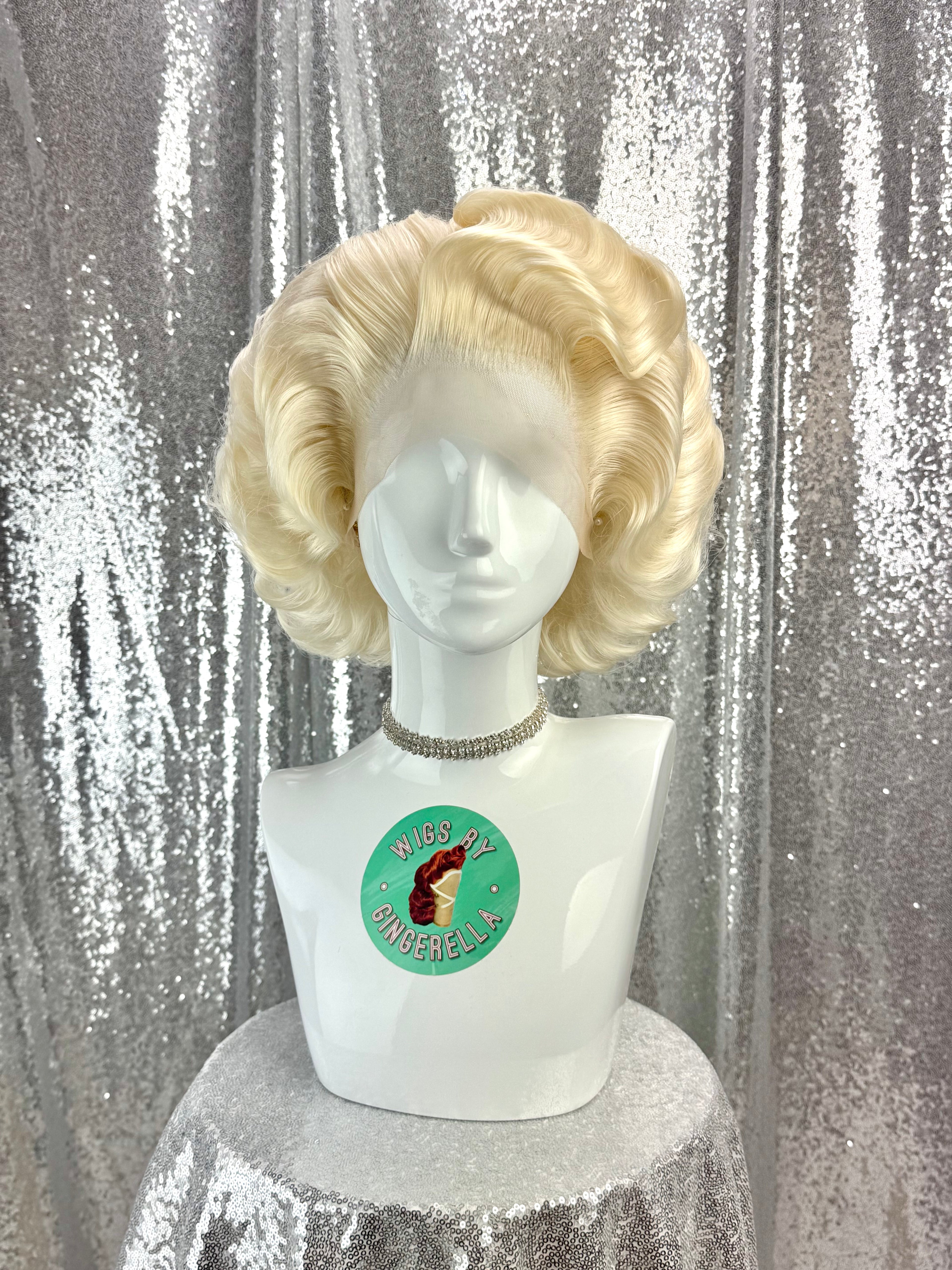 Custom Lace Front Wig in Style 'Sugar' - 1950s' Inspired Finger Waved Textured Voluminous Hair