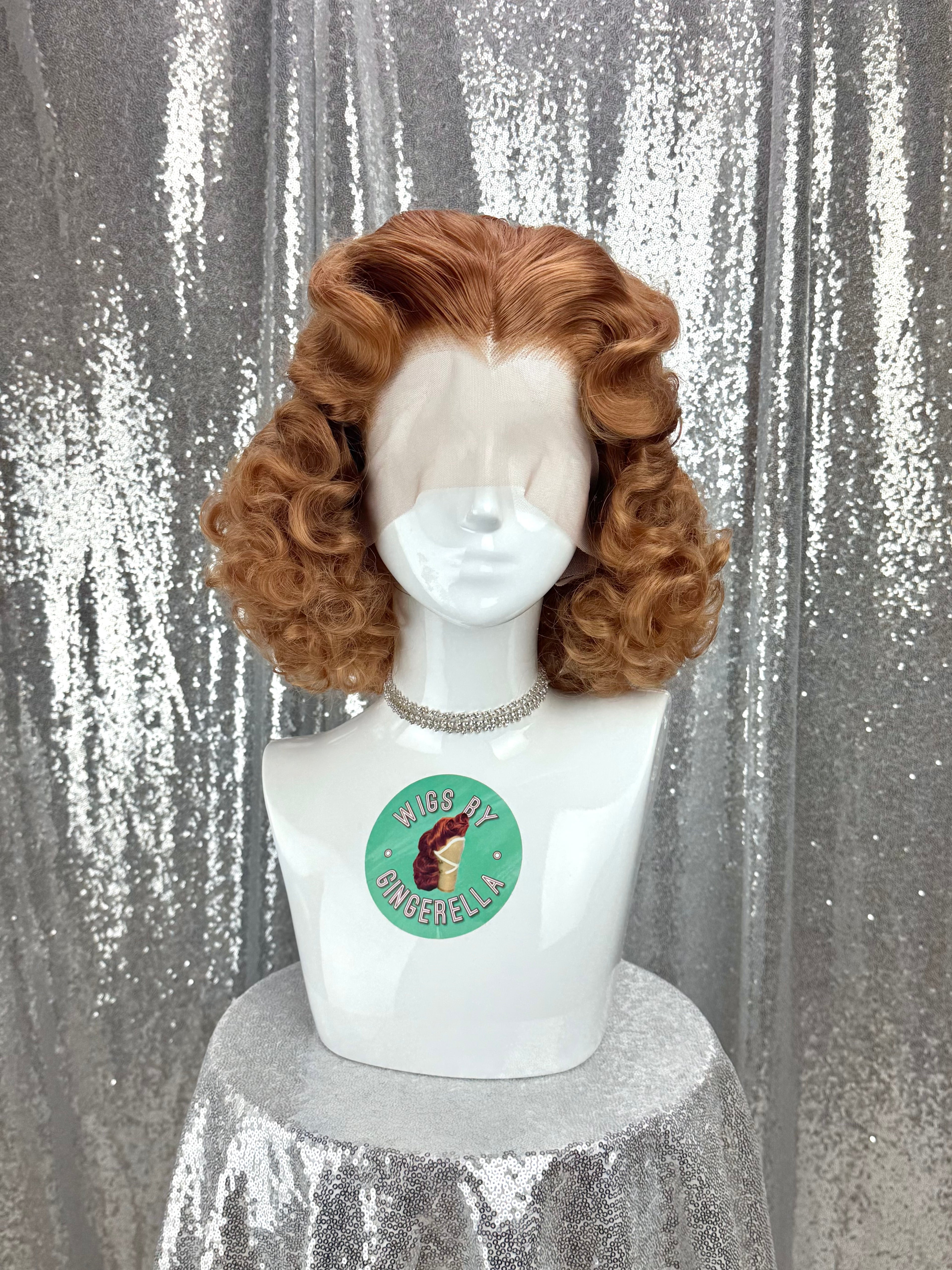 Custom Lace Front Wig in Style "Noir" - 1940s Inspired Center Part Finger Waved Textured Curly Hair