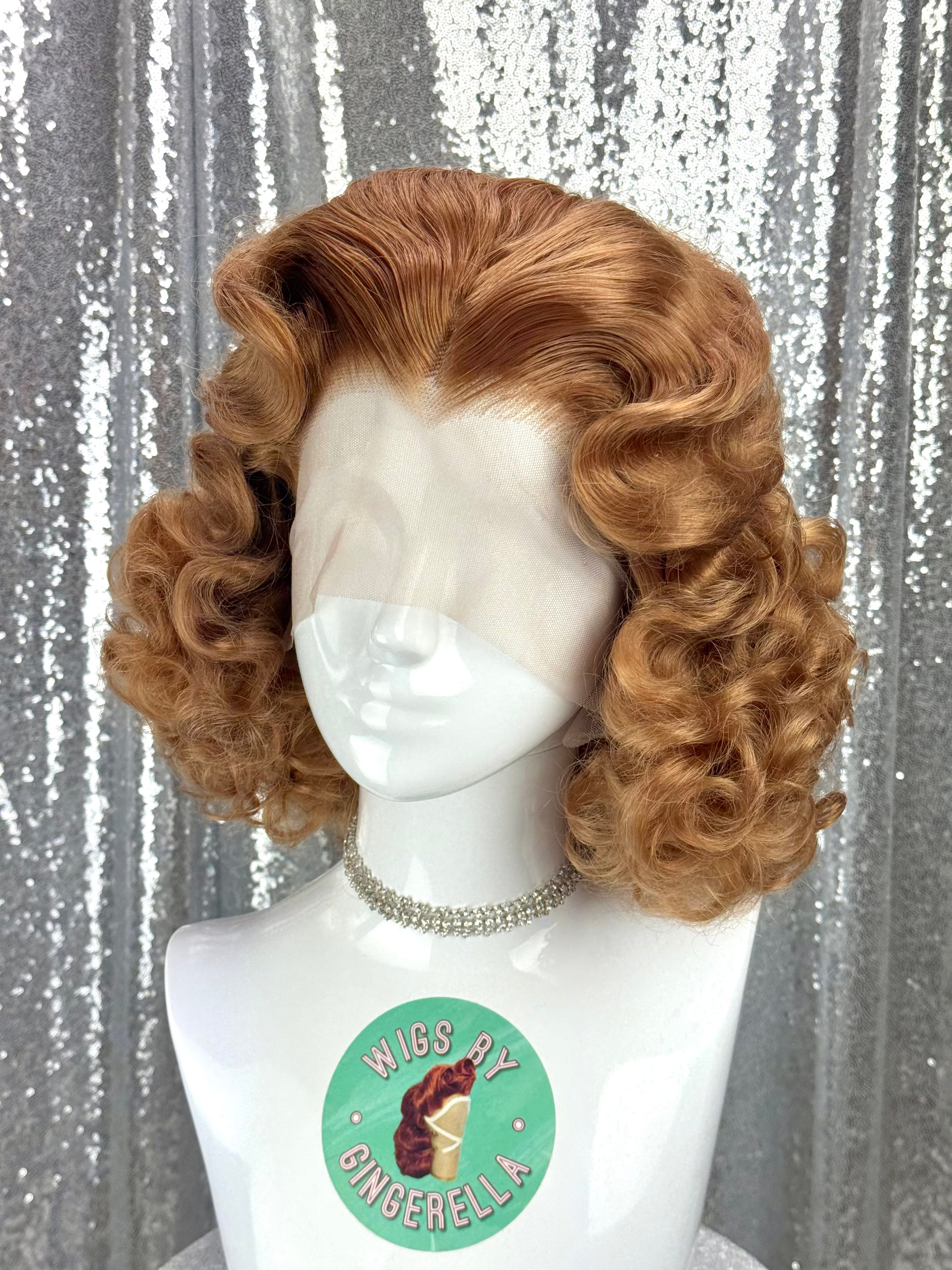 Custom Lace Front Wig in Style "Noir" - 1940s Inspired Center Part Finger Waved Textured Curly Hair