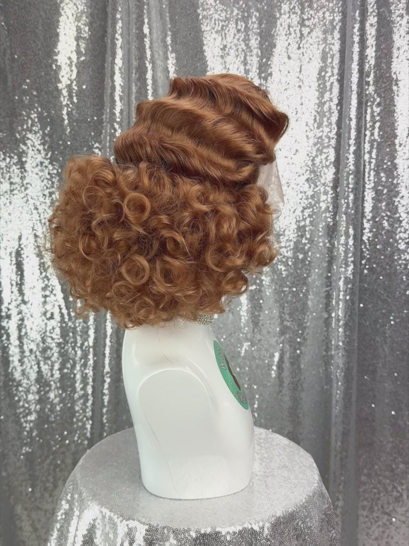 Custom Lace Front Wig in Style "Noir" - 1940s Inspired Center Part Finger Waved Textured Curly Hair